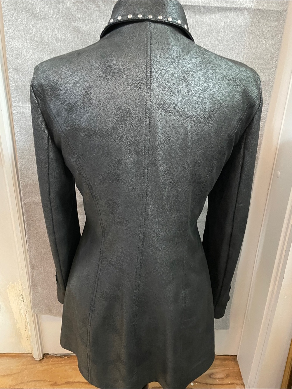 Black Studded Zip-Front Women's Jacket - Picture 5 of 8